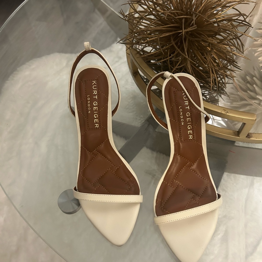Kurt Geiger Cream & Brown Strappy Heels (NWT)Lux Nostalgia Chic | Holiday Ready - Picture 3 of 5